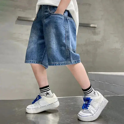 New Boys Summer Fashion Denim Shorts Kids Casual Loose Thin Knee-Length Trousers 3-12 Years Teenager Outdoor Five-point Pants by Dropshipman