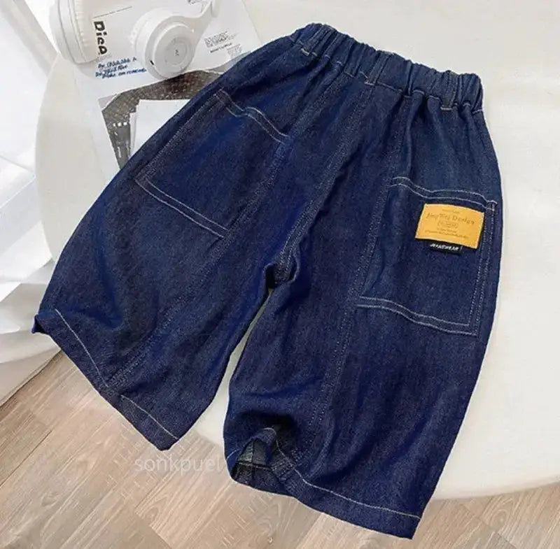 New Boys Summer Fashion Denim Shorts Kids Casual Loose Thin Knee-Length Trousers 3-12 Years Teenager Outdoor Five-point Pants by Dropshipman