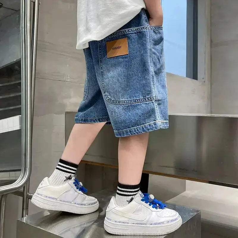 New Boys Summer Fashion Denim Shorts Kids Casual Loose Thin Knee-Length Trousers 3-12 Years Teenager Outdoor Five-point Pants by Dropshipman