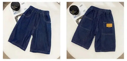 New Boys Summer Fashion Denim Shorts Kids Casual Loose Thin Knee-Length Trousers 3-12 Years Teenager Outdoor Five-point Pants by Dropshipman