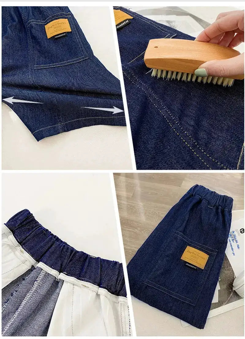 New Boys Summer Fashion Denim Shorts Kids Casual Loose Thin Knee-Length Trousers 3-12 Years Teenager Outdoor Five-point Pants by Dropshipman