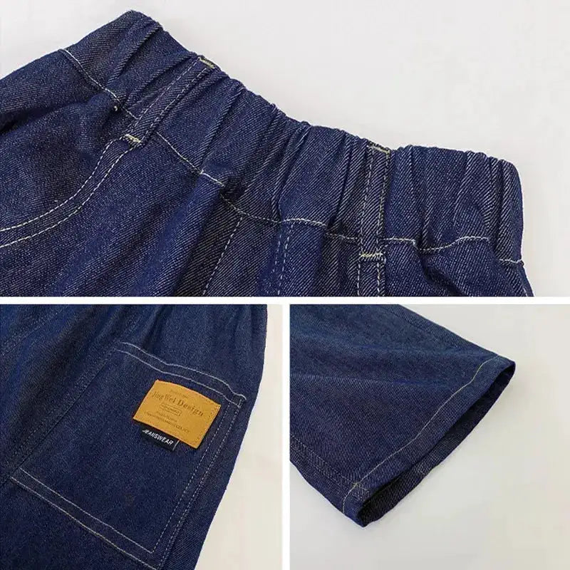 New Boys Summer Fashion Denim Shorts Kids Casual Loose Thin Knee-Length Trousers 3-12 Years Teenager Outdoor Five-point Pants by Dropshipman