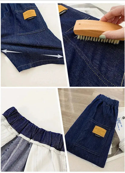 New Boys Summer Fashion Denim Shorts Kids Casual Loose Thin Knee-Length Trousers 3-12 Years Teenager Outdoor Five-point Pants by Dropshipman