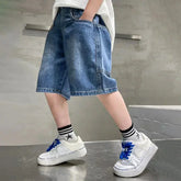 New Boys Summer Fashion Denim Shorts Kids Casual Loose Thin Knee-Length Trousers 3-12 Years Teenager Outdoor Five-point Pants SHOPEZRA L.L.C.