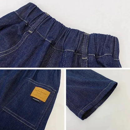 New Boys Summer Fashion Denim Shorts Kids Casual Loose Thin Knee-Length Trousers 3-12 Years Teenager Outdoor Five-point Pants by Dropshipman