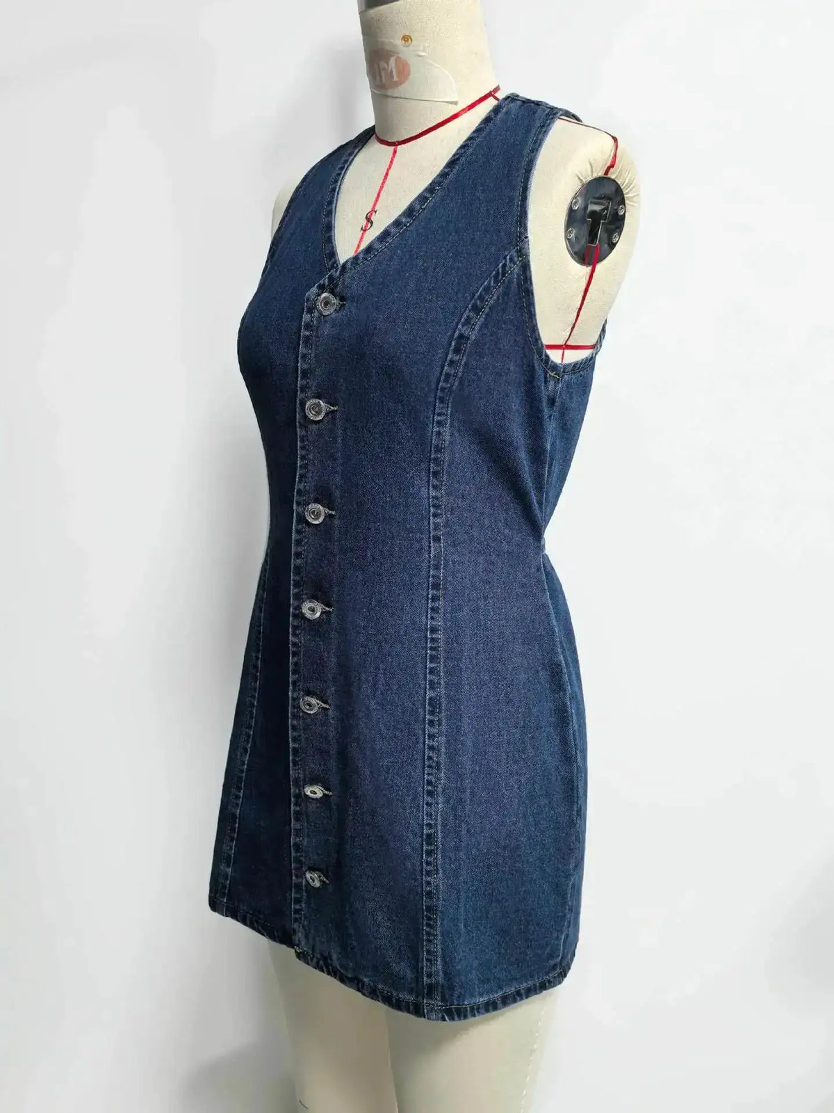 Denim Dress Women Mid Length Dresses Vest Vestidos Y2k Streetwear Elegant Splice Party Night Work V Neck Sleeveless Tight Waist by Dropshipman