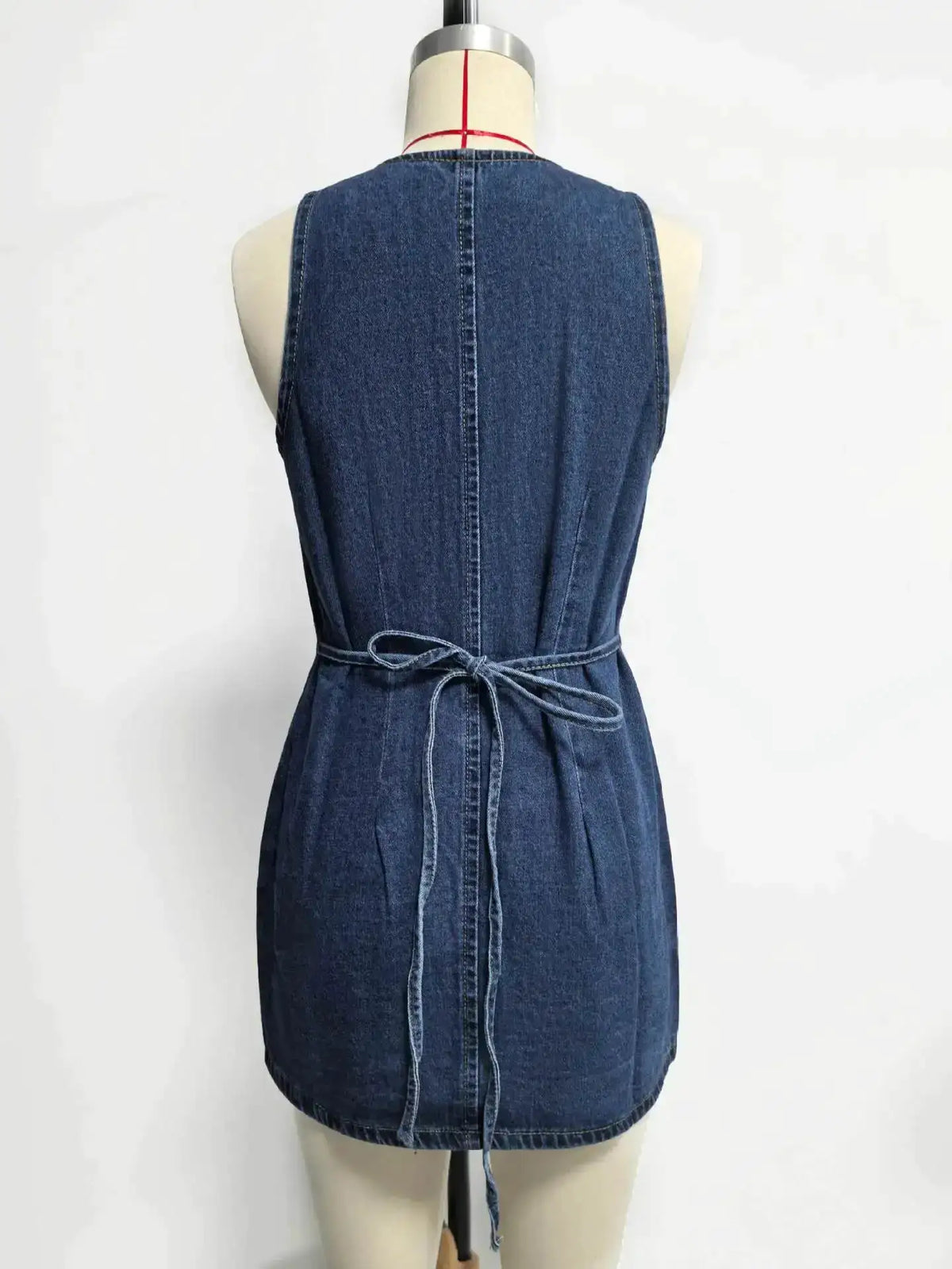 Denim Dress Women Mid Length Dresses Vest Vestidos Y2k Streetwear Elegant Splice Party Night Work V Neck Sleeveless Tight Waist by Dropshipman