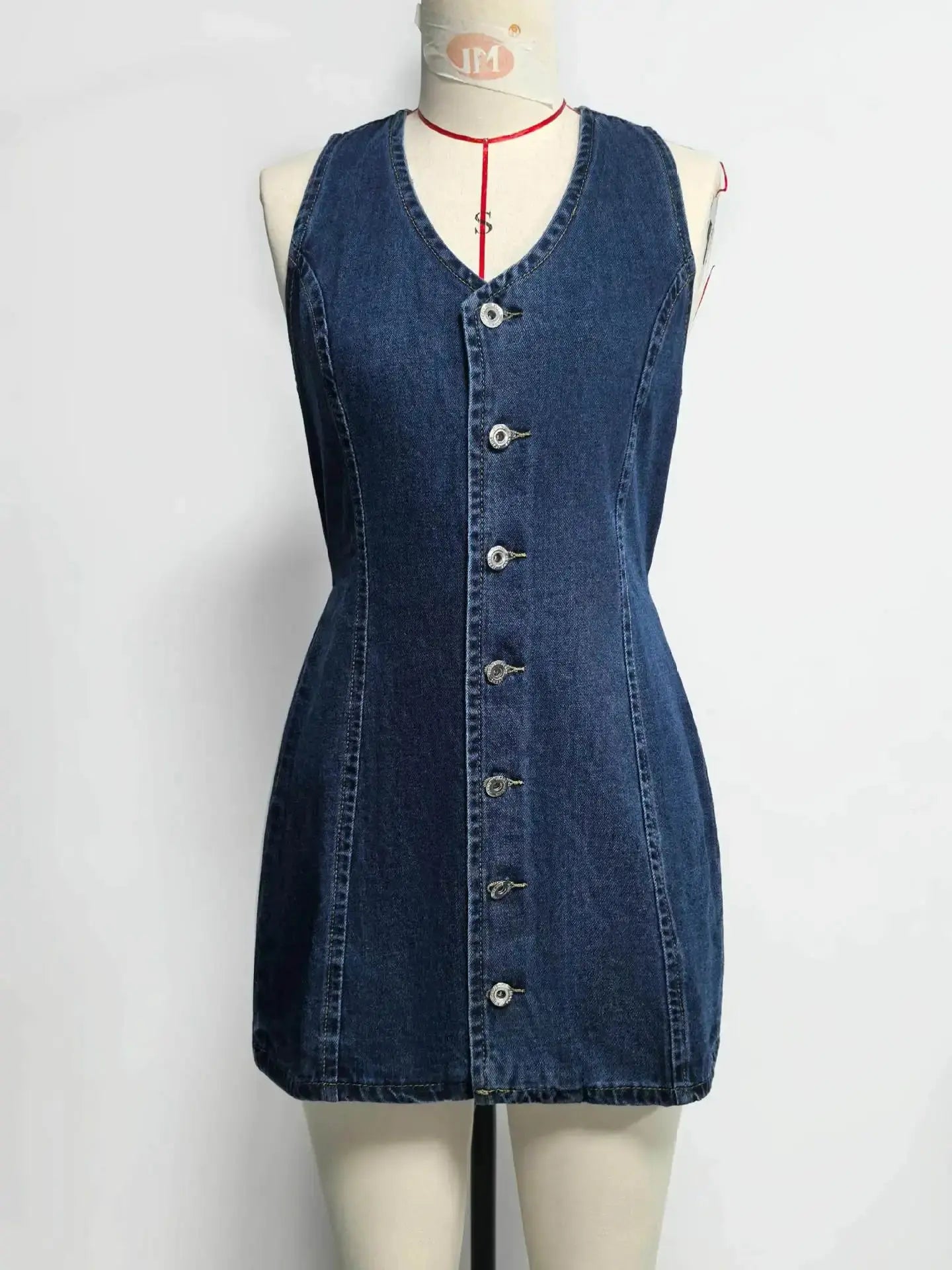 Denim Dress Women Mid Length Dresses Vest Vestidos Y2k Streetwear Elegant Splice Party Night Work V Neck Sleeveless Tight Waist SHOPEZRA L.L.C.