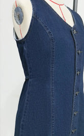 Denim Dress Women Mid Length Dresses Vest Vestidos Y2k Streetwear Elegant Splice Party Night Work V Neck Sleeveless Tight Waist SHOPEZRA L.L.C.
