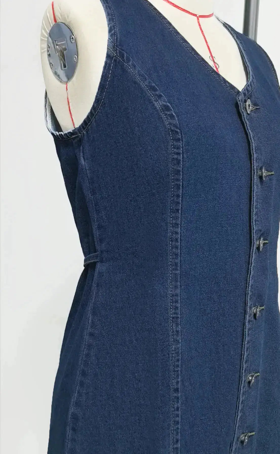 Denim Dress Women Mid Length Dresses Vest Vestidos Y2k Streetwear Elegant Splice Party Night Work V Neck Sleeveless Tight Waist by Dropshipman