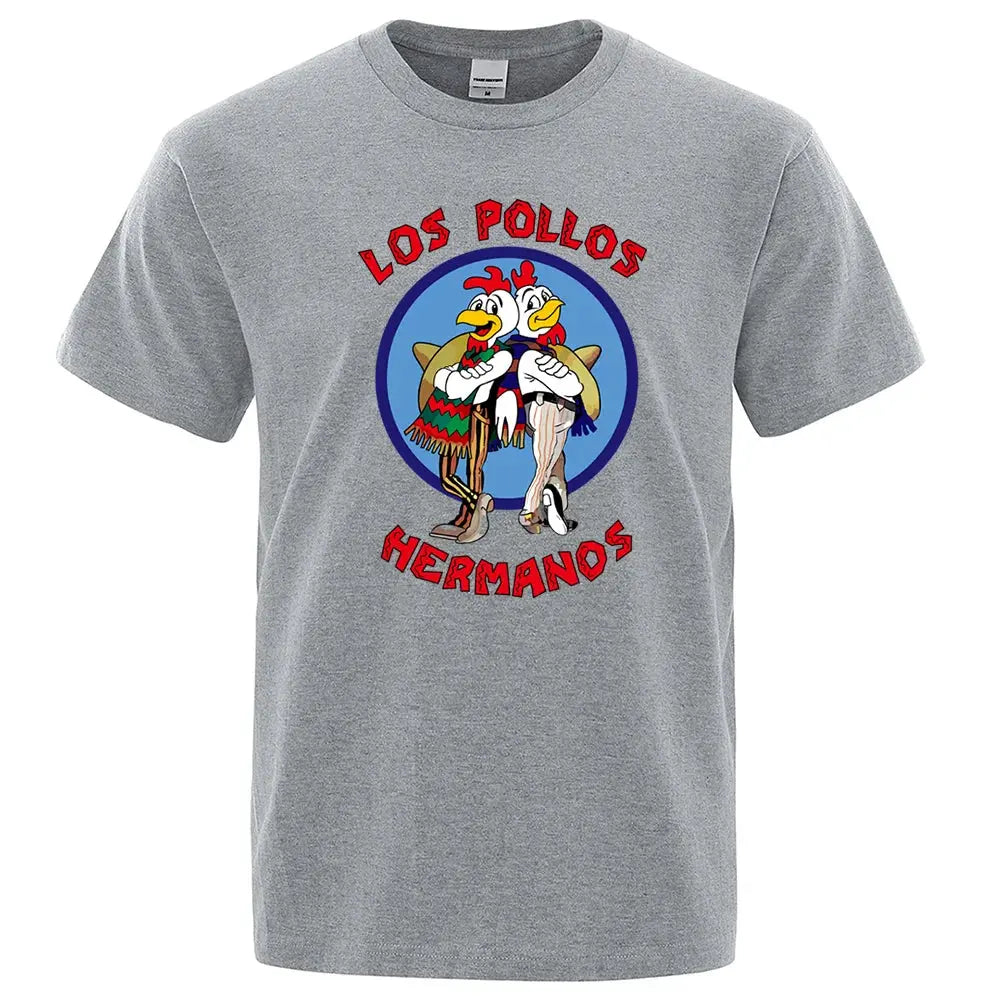 LOS POLLOS Hermanos Funny Printed T-Shirt Men Fashion Casual Short Sleeves Summer Cotton Breathable Tshirt Chicken Brothers Tee SHOPEZRA L.L.C.
