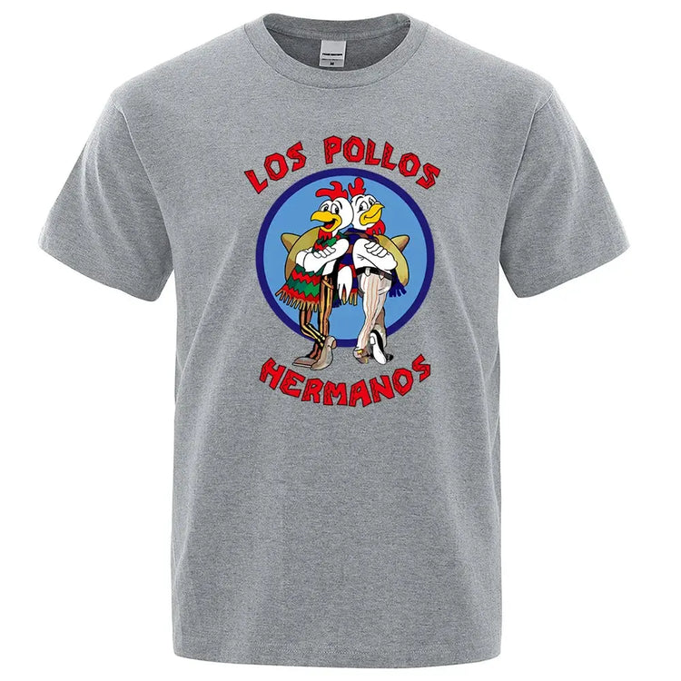 LOS POLLOS Hermanos Funny Printed T-Shirt Men Fashion Casual Short Sleeves Summer Cotton Breathable Tshirt Chicken Brothers Tee SHOPEZRA L.L.C.