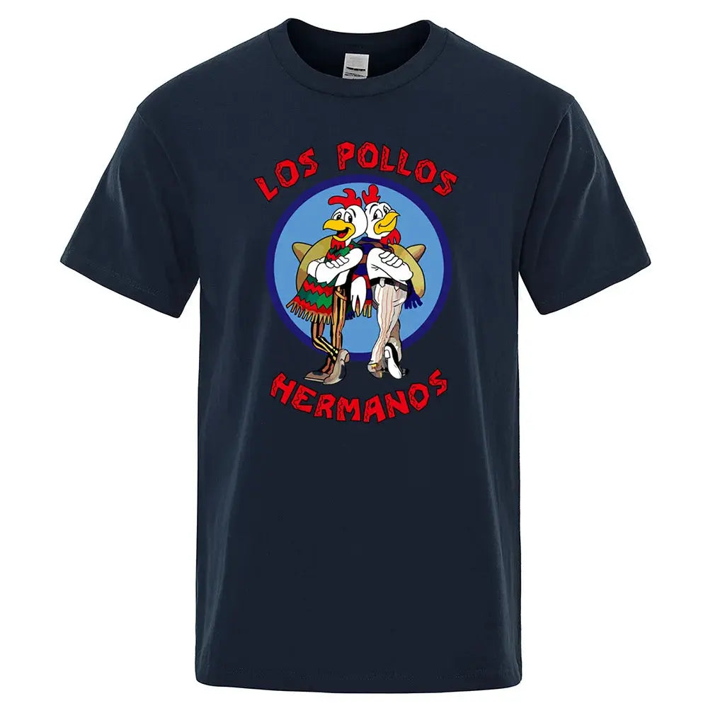 LOS POLLOS Hermanos Funny Printed T-Shirt Men Fashion Casual Short Sleeves Summer Cotton Breathable Tshirt Chicken Brothers Tee SHOPEZRA L.L.C.
