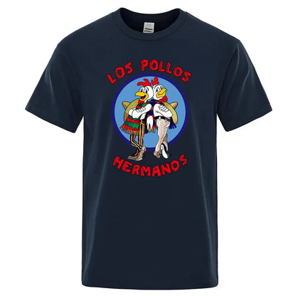 LOS POLLOS Hermanos Funny Printed T-Shirt Men Fashion Casual Short Sleeves Summer Cotton Breathable Tshirt Chicken Brothers Tee SHOPEZRA L.L.C.