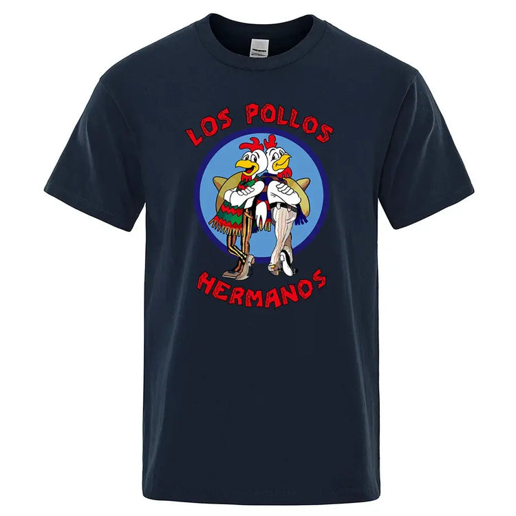 LOS POLLOS Hermanos Funny Printed T-Shirt Men Fashion Casual Short Sleeves Summer Cotton Breathable Tshirt Chicken Brothers Tee SHOPEZRA L.L.C.