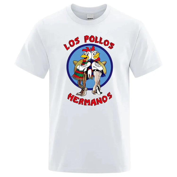LOS POLLOS Hermanos Funny Printed T-Shirt Men Fashion Casual Short Sleeves Summer Cotton Breathable Tshirt Chicken Brothers Tee SHOPEZRA L.L.C.