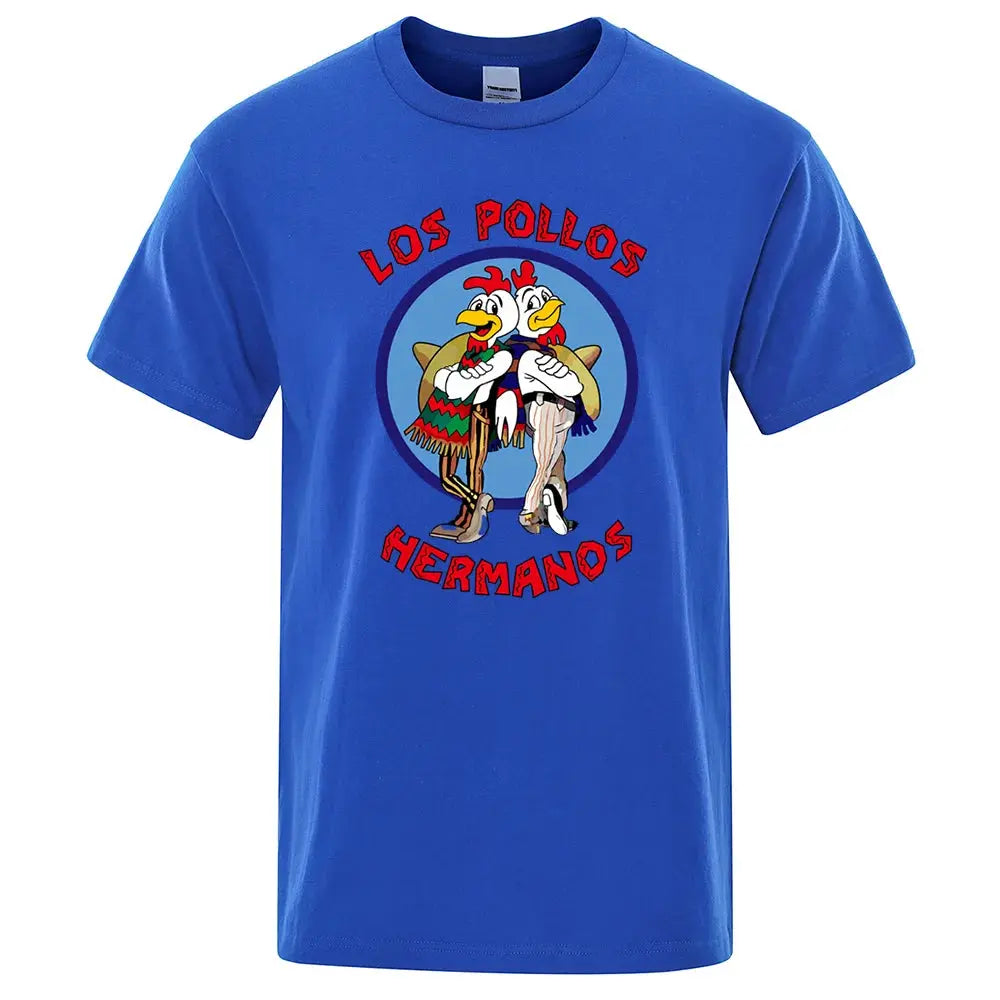 LOS POLLOS Hermanos Funny Printed T-Shirt Men Fashion Casual Short Sleeves Summer Cotton Breathable Tshirt Chicken Brothers Tee SHOPEZRA L.L.C.