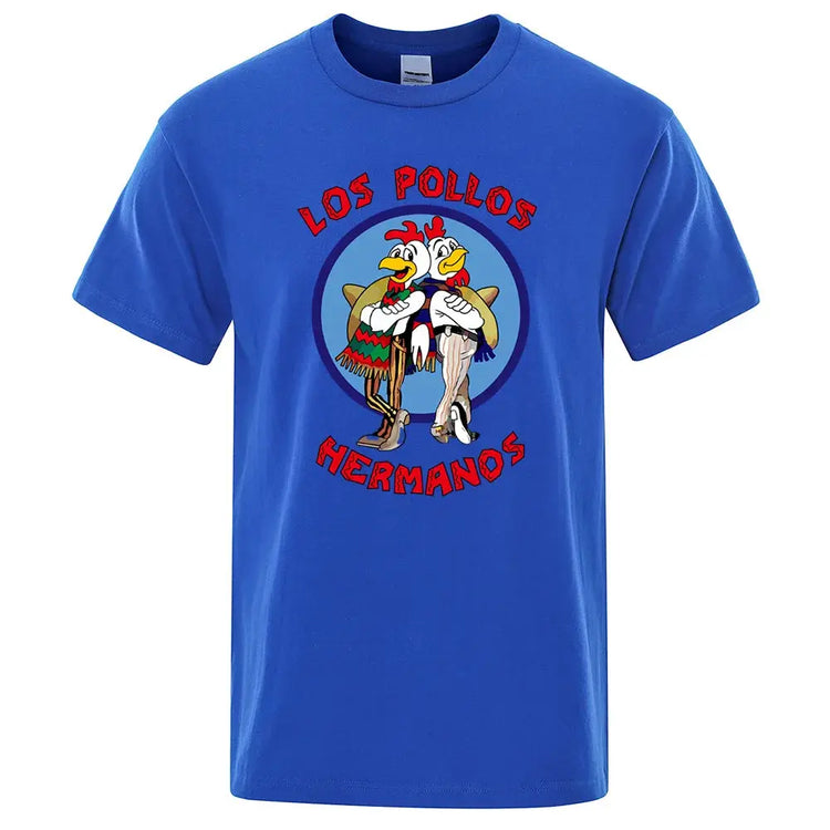 LOS POLLOS Hermanos Funny Printed T-Shirt Men Fashion Casual Short Sleeves Summer Cotton Breathable Tshirt Chicken Brothers Tee SHOPEZRA L.L.C.