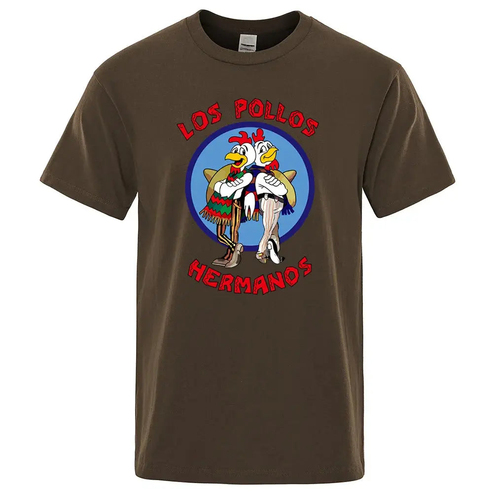 LOS POLLOS Hermanos Funny Printed T-Shirt Men Fashion Casual Short Sleeves Summer Cotton Breathable Tshirt Chicken Brothers Tee SHOPEZRA L.L.C.