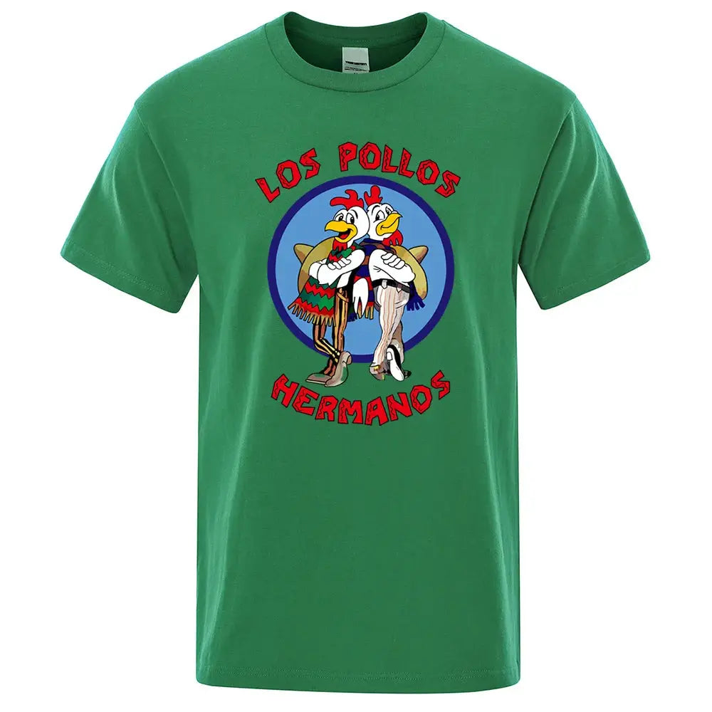LOS POLLOS Hermanos Funny Printed T-Shirt Men Fashion Casual Short Sleeves Summer Cotton Breathable Tshirt Chicken Brothers Tee SHOPEZRA L.L.C.