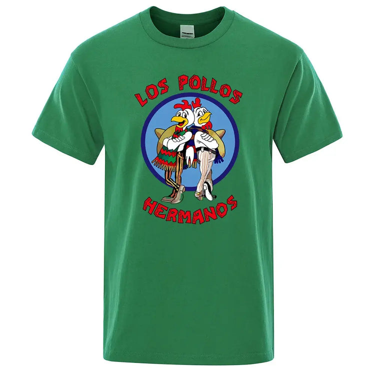 LOS POLLOS Hermanos Funny Printed T-Shirt Men Fashion Casual Short Sleeves Summer Cotton Breathable Tshirt Chicken Brothers Tee SHOPEZRA L.L.C.