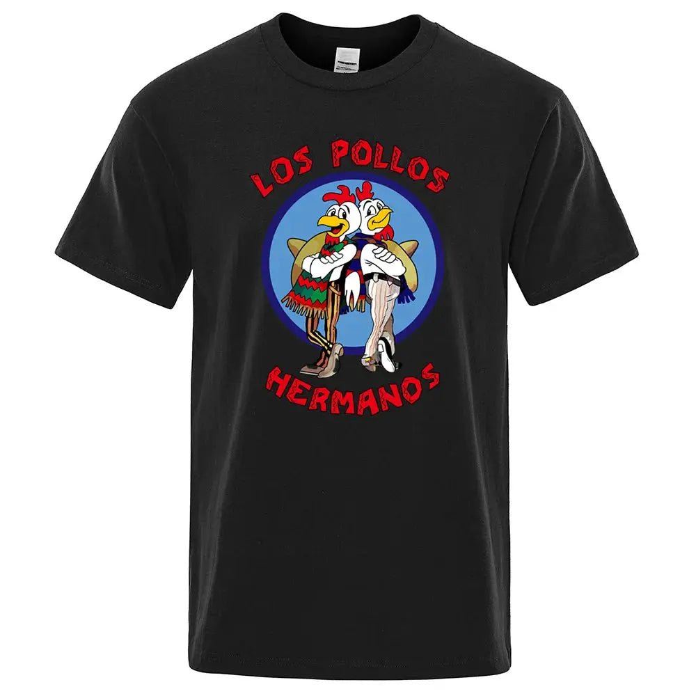 LOS POLLOS Hermanos Funny Printed T-Shirt Men Fashion Casual Short Sleeves Summer Cotton Breathable Tshirt Chicken Brothers Tee SHOPEZRA L.L.C.