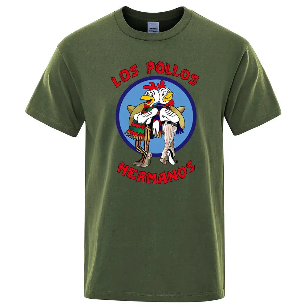 LOS POLLOS Hermanos Funny Printed T-Shirt Men Fashion Casual Short Sleeves Summer Cotton Breathable Tshirt Chicken Brothers Tee SHOPEZRA L.L.C.