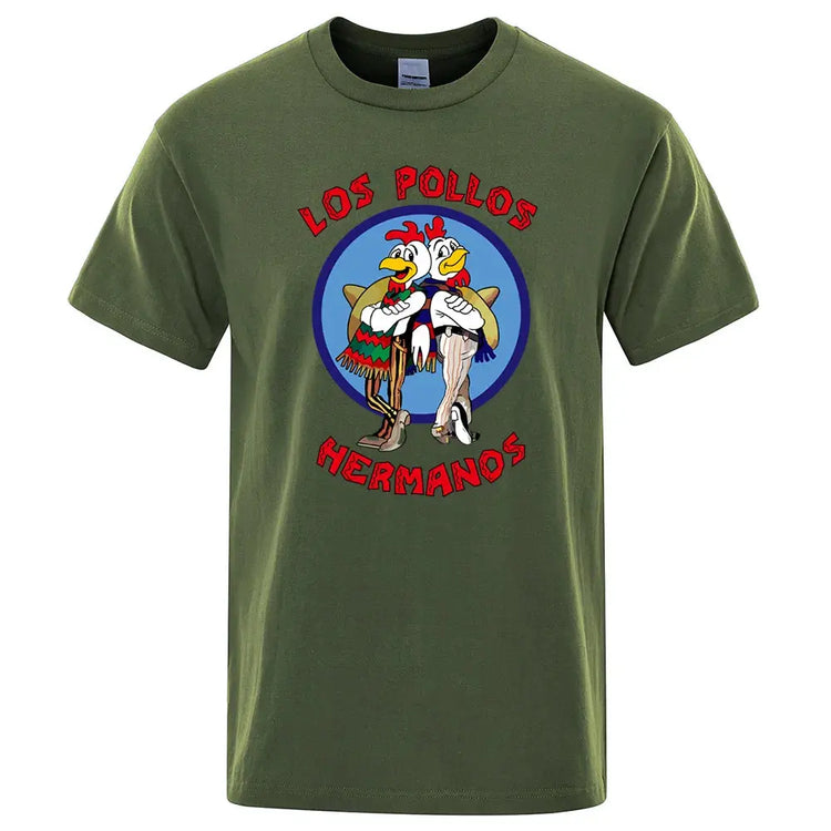LOS POLLOS Hermanos Funny Printed T-Shirt Men Fashion Casual Short Sleeves Summer Cotton Breathable Tshirt Chicken Brothers Tee SHOPEZRA L.L.C.