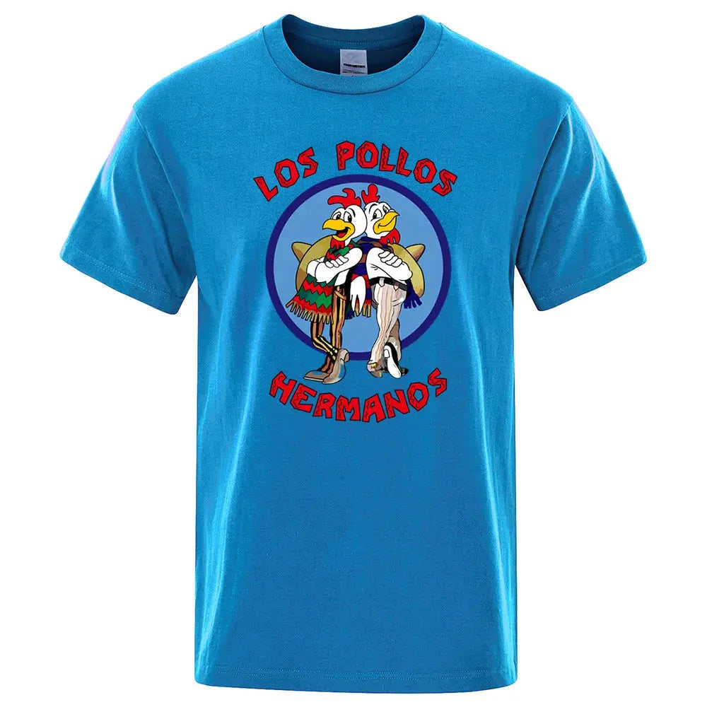 LOS POLLOS Hermanos Funny Printed T-Shirt Men Fashion Casual Short Sleeves Summer Cotton Breathable Tshirt Chicken Brothers Tee SHOPEZRA L.L.C.