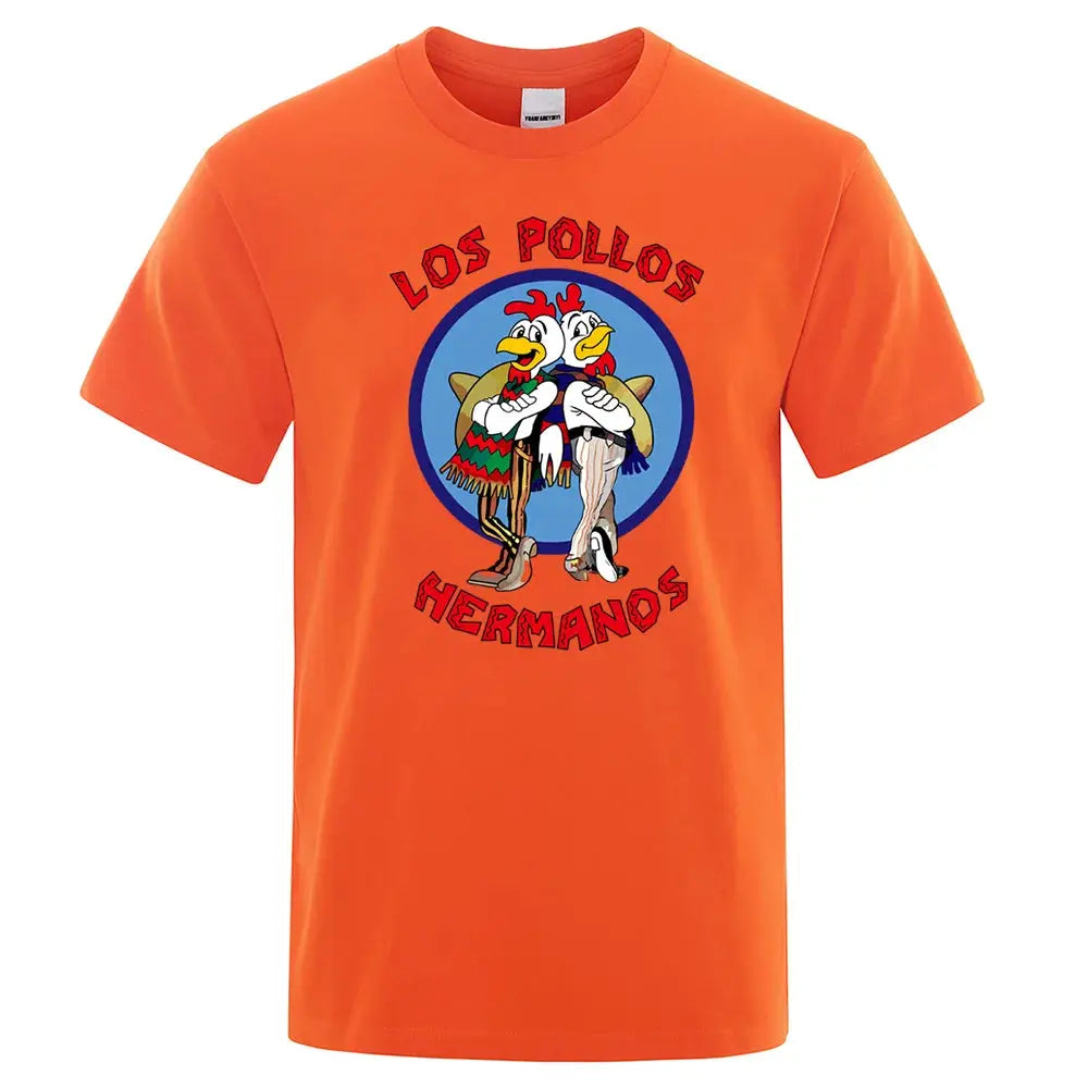 LOS POLLOS Hermanos Funny Printed T-Shirt Men Fashion Casual Short Sleeves Summer Cotton Breathable Tshirt Chicken Brothers Tee SHOPEZRA L.L.C.