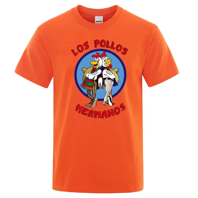 LOS POLLOS Hermanos Funny Printed T-Shirt Men Fashion Casual Short Sleeves Summer Cotton Breathable Tshirt Chicken Brothers Tee SHOPEZRA L.L.C.