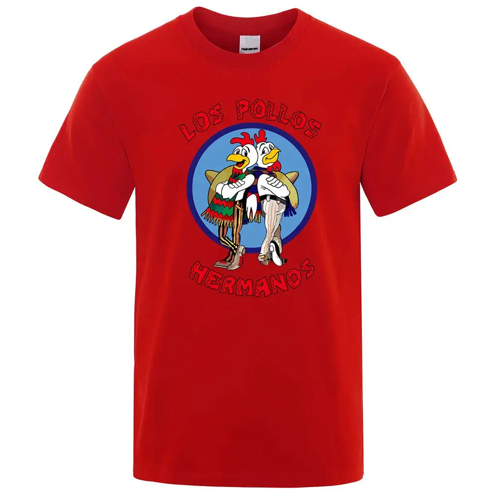 LOS POLLOS Hermanos Funny Printed T-Shirt Men Fashion Casual Short Sleeves Summer Cotton Breathable Tshirt Chicken Brothers Tee SHOPEZRA L.L.C.