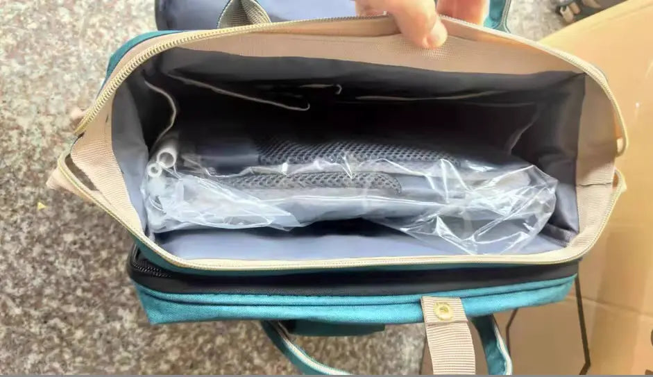 Dark blue large-capacity mommy bag by SHOPEZRA L.L.C., spacious design with multiple compartments for moms on the go.
