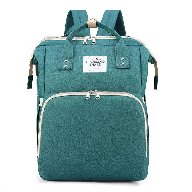 Dark blue large-capacity mommy bag by SHOPEZRA L.L.C. with multiple compartments and adjustable straps for moms on the go.