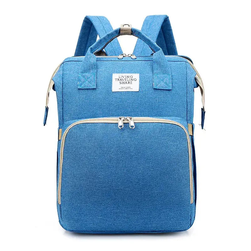 Dark blue large-capacity mommy bag by SHOPEZRA L.L.C., spacious tote with multiple compartments for moms and toddlers.