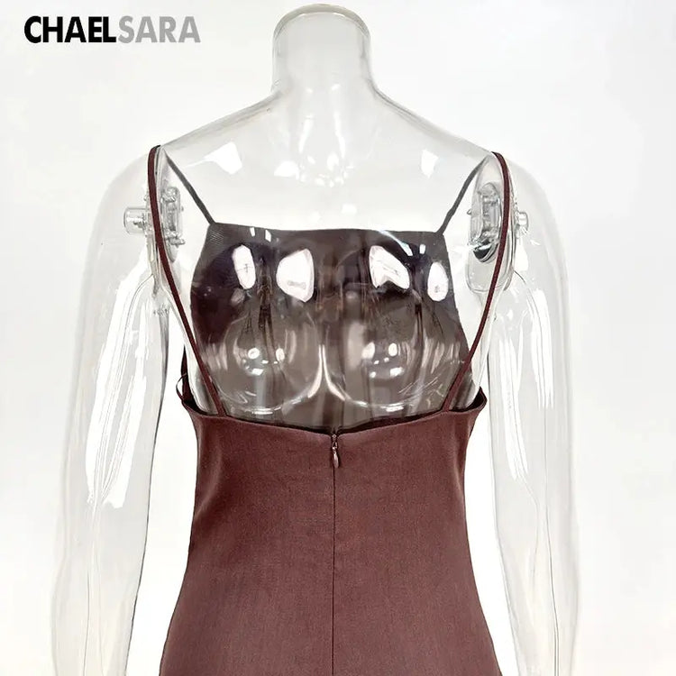 High Quality 2026 Summer New Women Fashion Linen Strap Midi Holiday Dress Casual Solid Zipper Slim Elegance Party Dresses Ladies SHOPEZRA L.L.C.