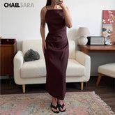 High Quality 2026 Summer New Women Fashion Linen Strap Midi Holiday Dress Casual Solid Zipper Slim Elegance Party Dresses Ladies SHOPEZRA L.L.C.