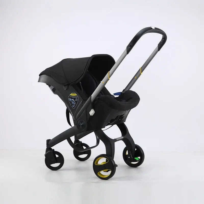 4-in-1 baby cradle stroller shown in a side view on a white background.