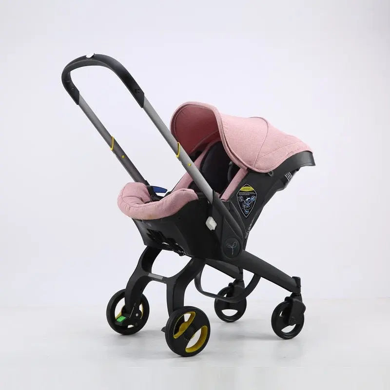 Dark gray 4-in-1 cradle, stroller, and car seat for ages 0-24 months by SHOPEZRA L.L.C., showing versatile baby transportation options.