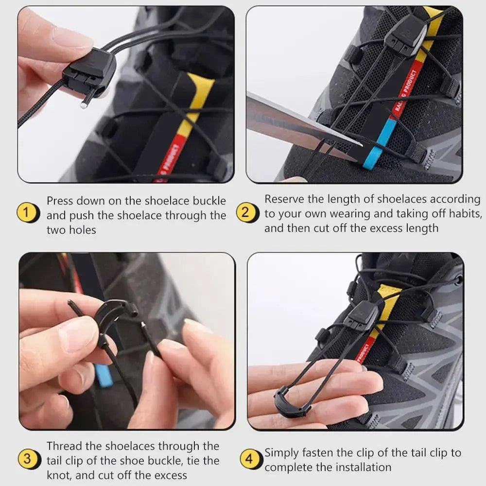 Dark grey Shopezra L.L.C. quick lace kit with round no-tie shoelaces for Salomon running sneakers, 120cm pair.