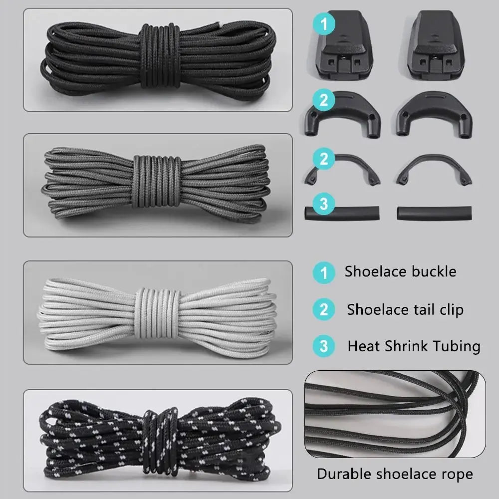 1Pair Without Ties Quick Lace Kit Round Tennis Creative No Tie Shoelaces Running Sneakers Shoelaces for Salomon Shoe Accessories SHOPEZRA L.L.C.