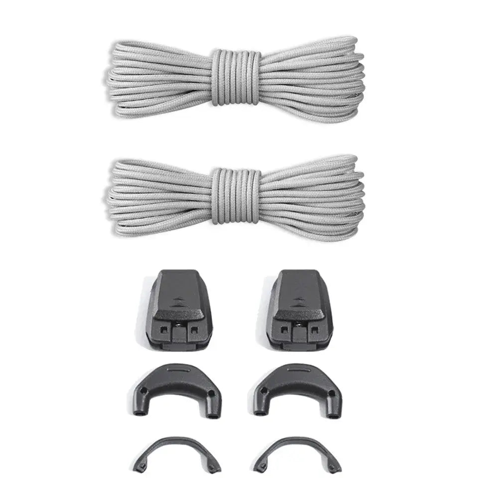 Dark grey Shopezra L.L.C. quick lace kit with round no-tie shoelaces for Salomon running sneakers, 120cm, pair.