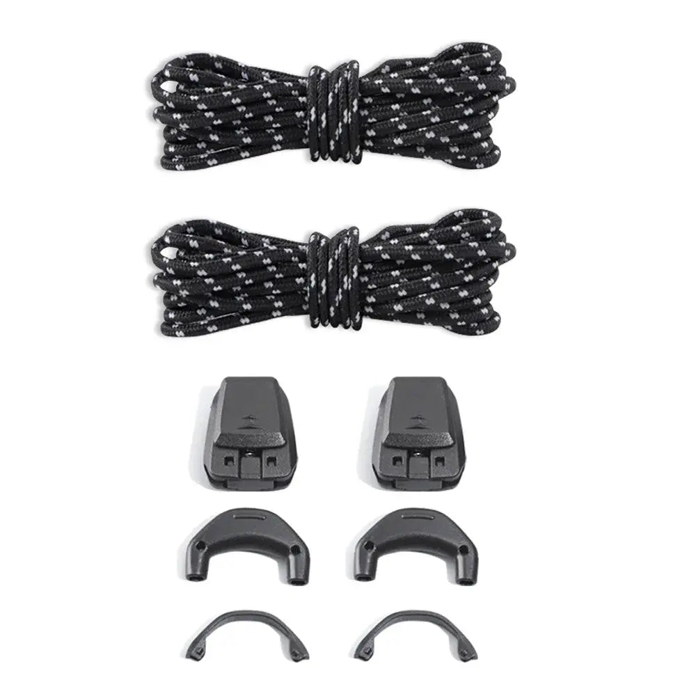 Pair of dark grey quick lace kit no-tie shoelaces for Salomon running sneakers, round design, 120cm, easy-to-use sneaker accessories