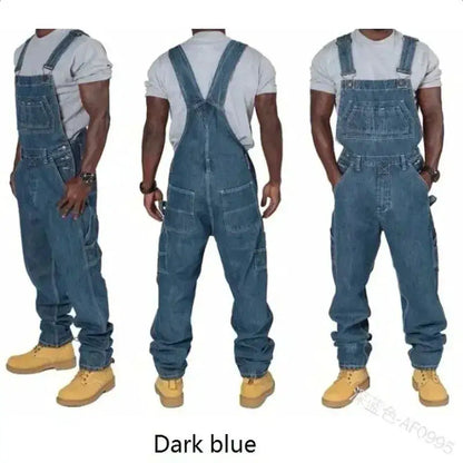 Mens Jeans 2024 Overalls Men Pockets Casual Loose Long Denim Pants Slim Splice Straight Rompers Autumn Plus Size Long Jeans Men by Dropshipman