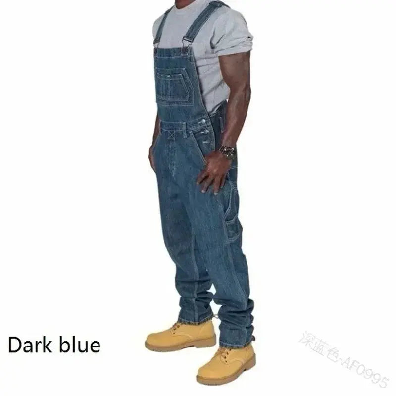 Mens Jeans 2024 Overalls Men Pockets Casual Loose Long Denim Pants Slim Splice Straight Rompers Autumn Plus Size Long Jeans Men SHOPEZRA L.L.C.