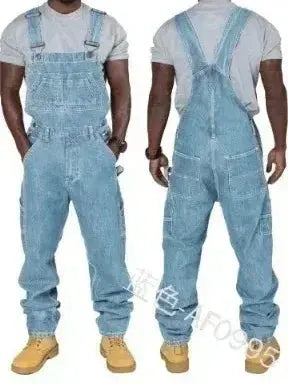Mens Jeans 2024 Overalls Men Pockets Casual Loose Long Denim Pants Slim Splice Straight Rompers Autumn Plus Size Long Jeans Men SHOPEZRA L.L.C.