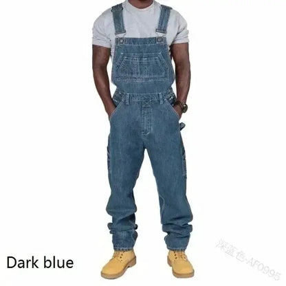 Mens Jeans 2024 Overalls Men Pockets Casual Loose Long Denim Pants Slim Splice Straight Rompers Autumn Plus Size Long Jeans Men by Dropshipman