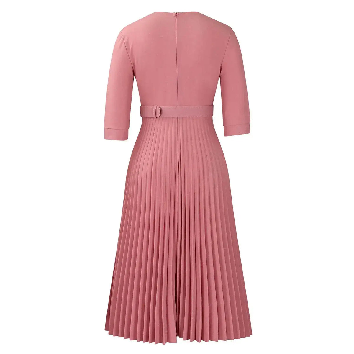 Elegant Office Ladies Dresses 2024 Autumn Fall Notched Collar Half Sleeve Belt Waisted Mid Calf Female Birthday Party Dress Midi by Dropshipman