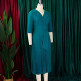 Elegant Office Ladies Dresses 2024 Autumn Fall Notched Collar Half Sleeve Belt Waisted Mid Calf Female Birthday Party Dress Midi SHOPEZRA L.L.C.