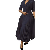 Elegant Office Ladies Dresses 2024 Autumn Fall Notched Collar Half Sleeve Belt Waisted Mid Calf Female Birthday Party Dress Midi SHOPEZRA L.L.C.